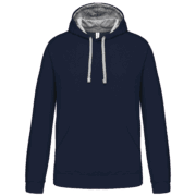 Sweat à capuche Bleu marine avec cordons gris.