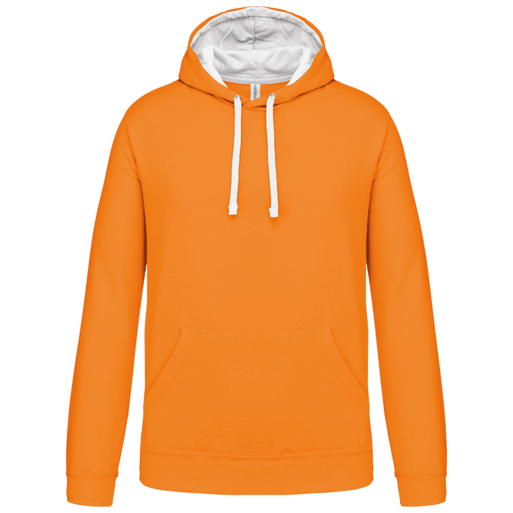 Sweat à capuche orange avec poche kangourou.