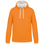 Sweat à capuche orange avec poche kangourou.