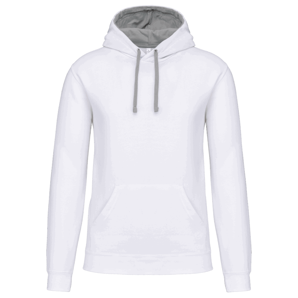 Sweat à capuche blanc avec poche kangourou.