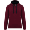 Sweat à capuche bordeaux avec poche kangourou.