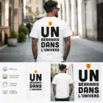 T-shirt Béarn dos homme blanc UN Béarnais dans l’univers impression DTF noir blason Béarn