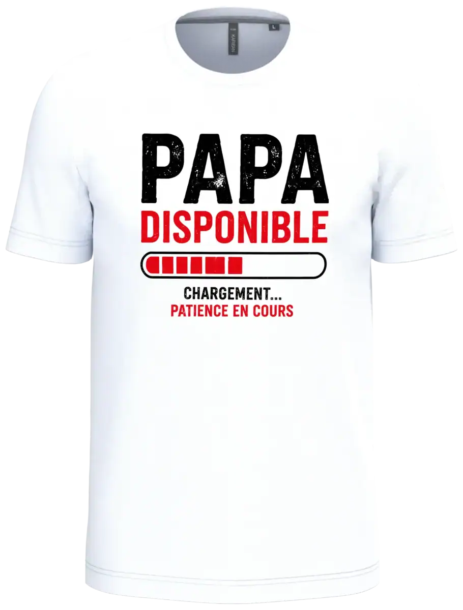 T-shirt blanc Papa Disponible avec barre de chargement sur fond transparent