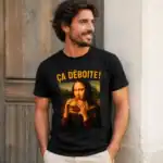 T-shirt ça déboite joconde burger porté par homme en extérieur urbain