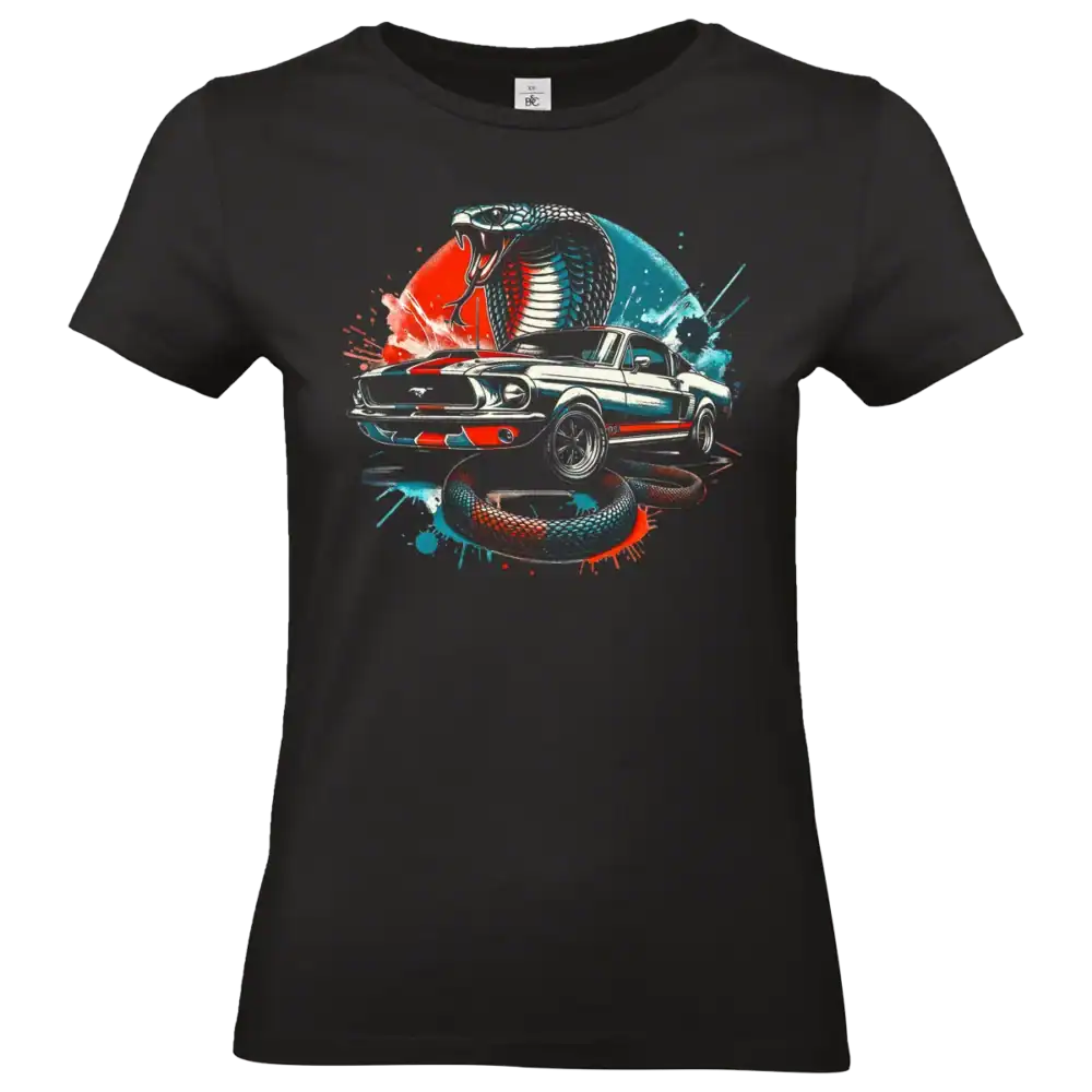 t shirt cobra mustang noir muscle car impression premium pilou shop 64 coupe femme