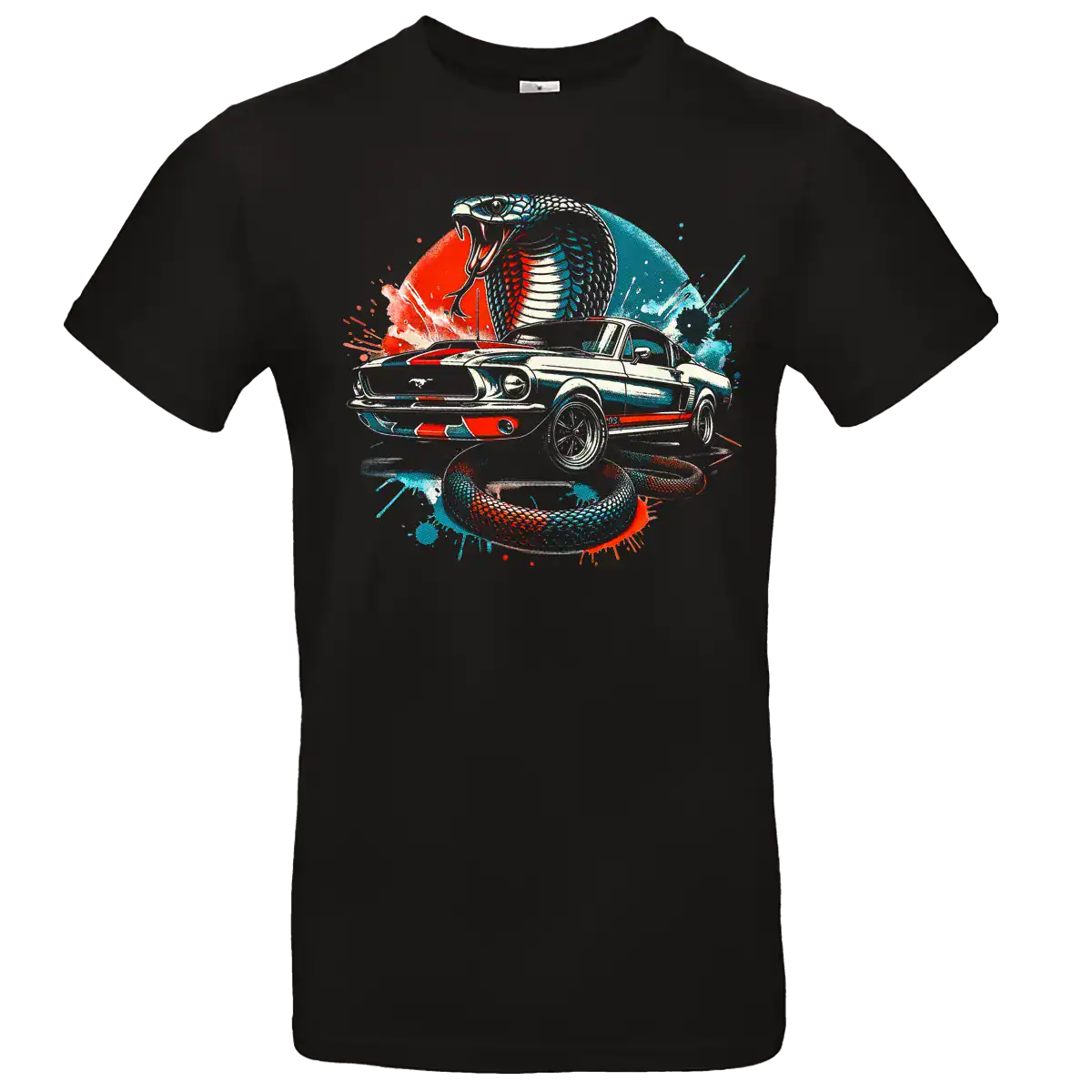 t shirt cobra mustang noir muscle car impression premium pilou shop 64 coupe homme