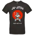T shirt Ju Jitsu Fight Like a Cat chat arts martiaux impression premium