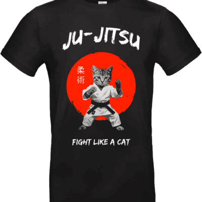 tshirt noir ju jitsu chat fight like a cat