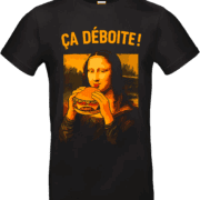T-shirt noir Joconde humoristique version orange avec texte Ça Déboîte