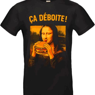 T-shirt noir Joconde humoristique version orange avec texte Ça Déboîte