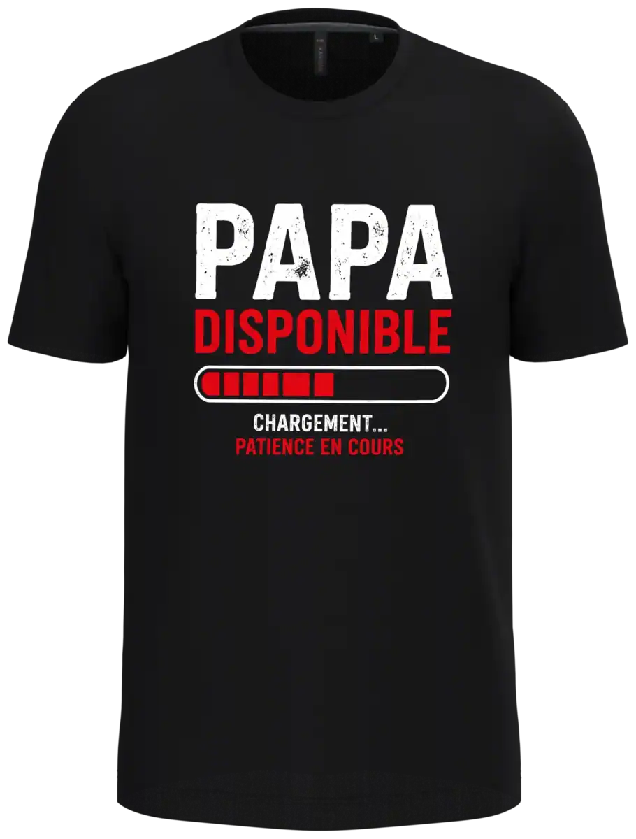 T-shirt noir Papa Disponible avec barre de chargement sur fond transparent