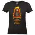 T shirt chat roi humour je ne ronronne pas je regne noir femme