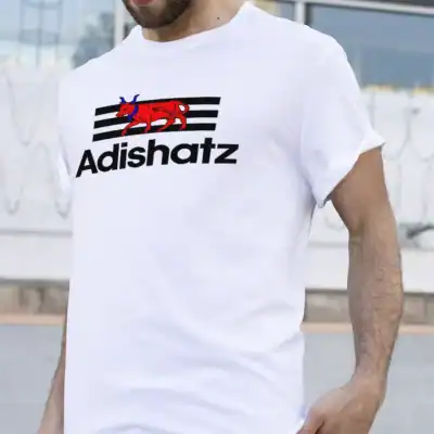 T shirt blanc Adishatz taureau rouge esprit sud ouest impression textile Pilou Shop 64 Pau