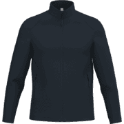 Veste marine avec fermeture éclair et poches extérieures.