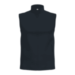 Gilet bleu marine sans manches avec fermeture éclair.