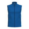 Gilet bleu sans manches avec fermeture éclair.