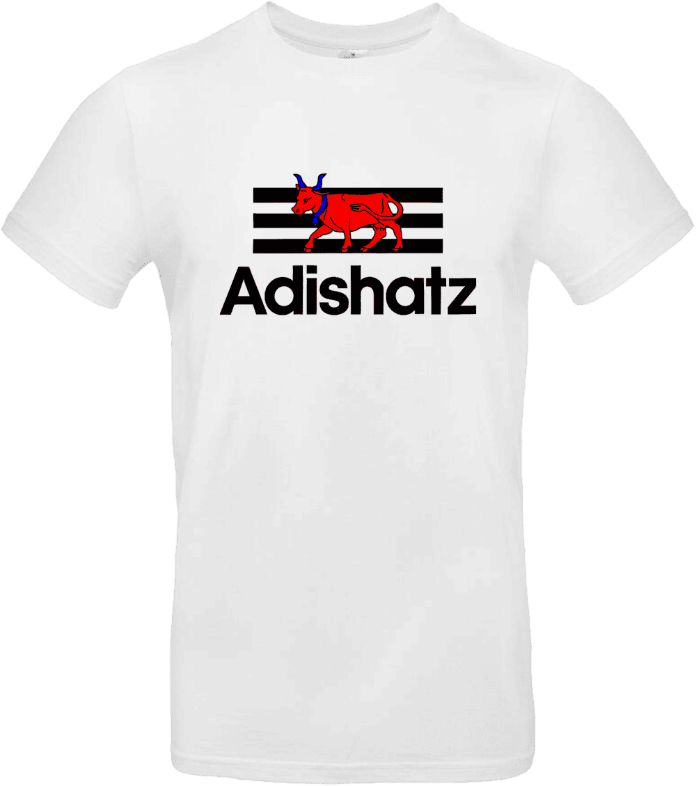 t shirt adishatz style sportif avec vache béarnaise pilou shop 64 homme blanc