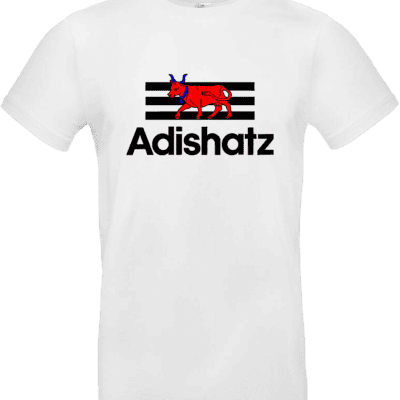 t shirt adishatz style sportif avec vache béarnaise pilou shop 64 homme blanc