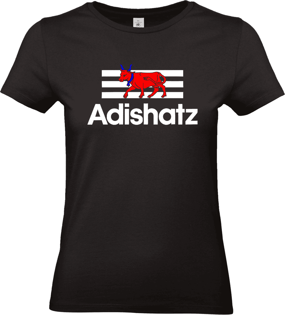 t shirt adishatz style sportif avec vache béarnaise pilou shop 64 coupe femme noir