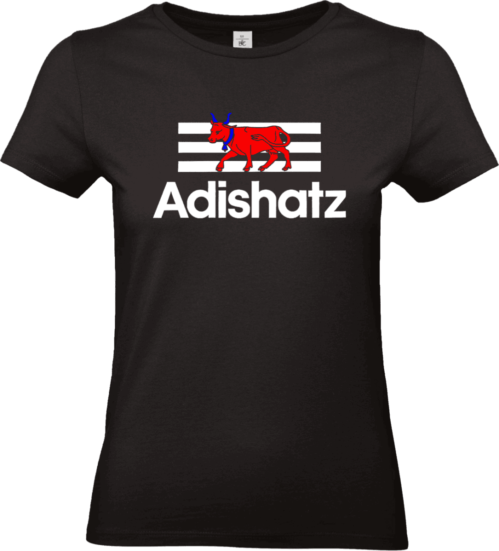 t shirt adishatz style sportif avec vache béarnaise pilou shop 64 coupe femme noir