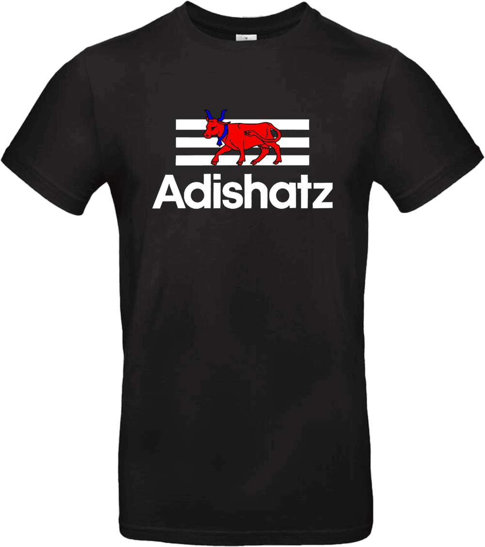 t shirt adishatz style sportif avec vache béarnaise pilou shop 64 coupe homme noir