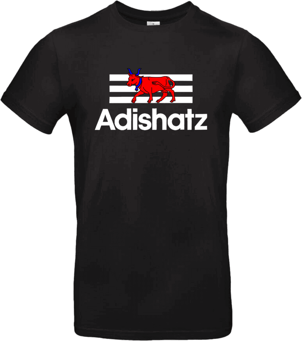 t shirt adishatz style sportif avec vache béarnaise pilou shop 64 coupe homme noir