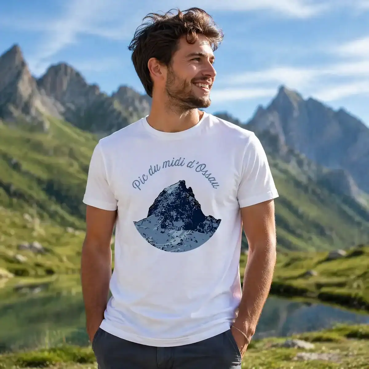 T-shirt Pic du midi d’Ossau porté par homme en montagne