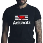 T-shirt Adishatz taureau rouge design sud ouest impression DTF Pilou Shop 64 porté par homme