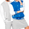 Couple portant vestes varsity grise et bleue Kariban