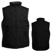 Gilet sans manches noir zippé vu de face et dos
