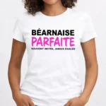 femme portant t shirt blanc bearnaise parfaite humour bearn impression dtf pilou shop 64 pau