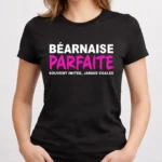 femme portant t shirt noir bearnaise parfaite humour bearn impression dtf pilou shop 64 pau