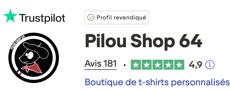 Avis clients Pilou Shop 64 avec note 4,9 sur 5 basée sur plus de 140 avis