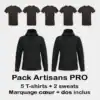 Pack vêtements artisans avec t-shirts et sweats noirs