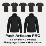Pack vêtements artisans avec t-shirts et sweats noirs