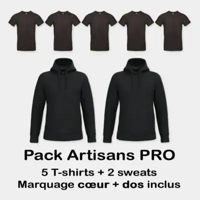 Pack vêtements artisans avec t-shirts et sweats noirs