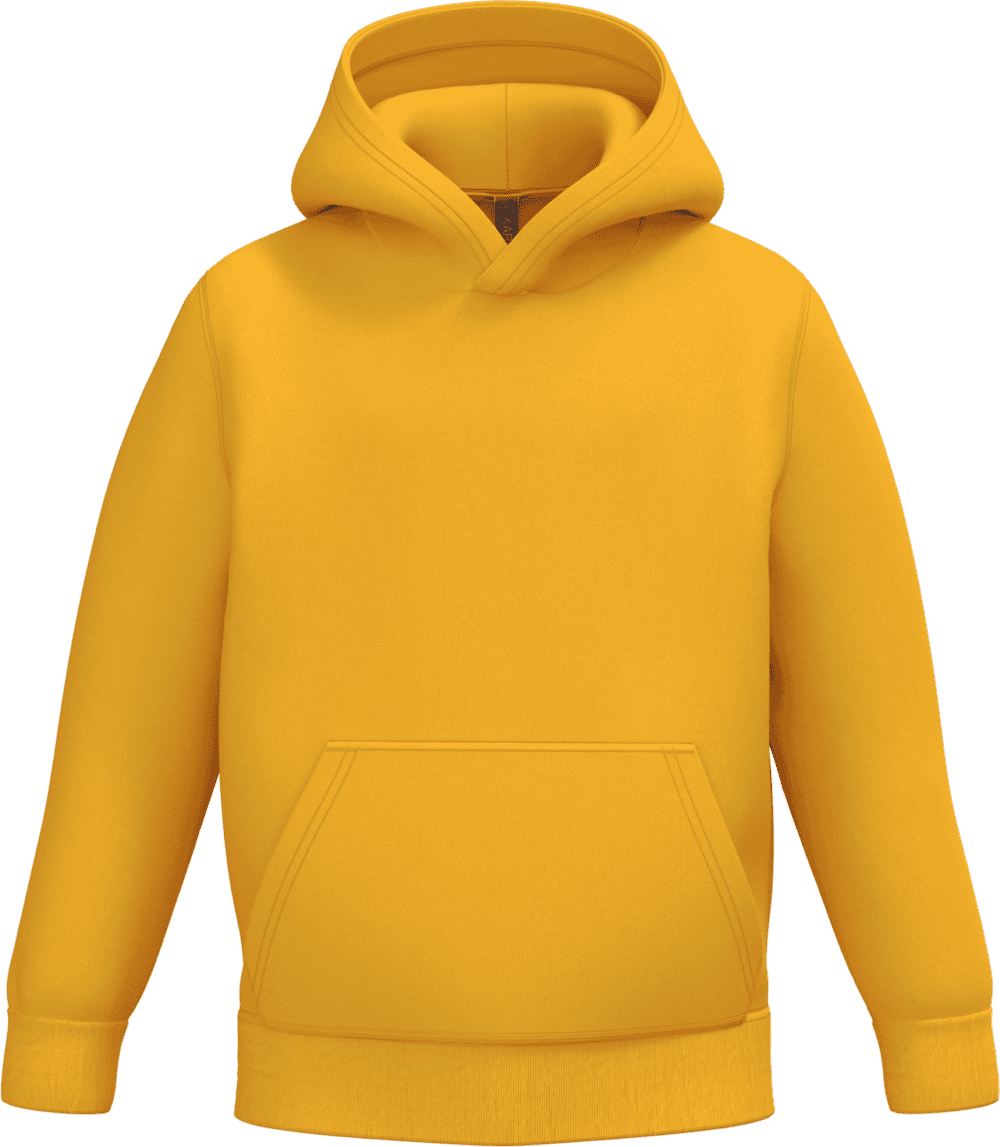 Sweat à capuche jaune uni avec poche avant