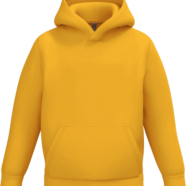 Sweat à capuche jaune uni avec poche avant
