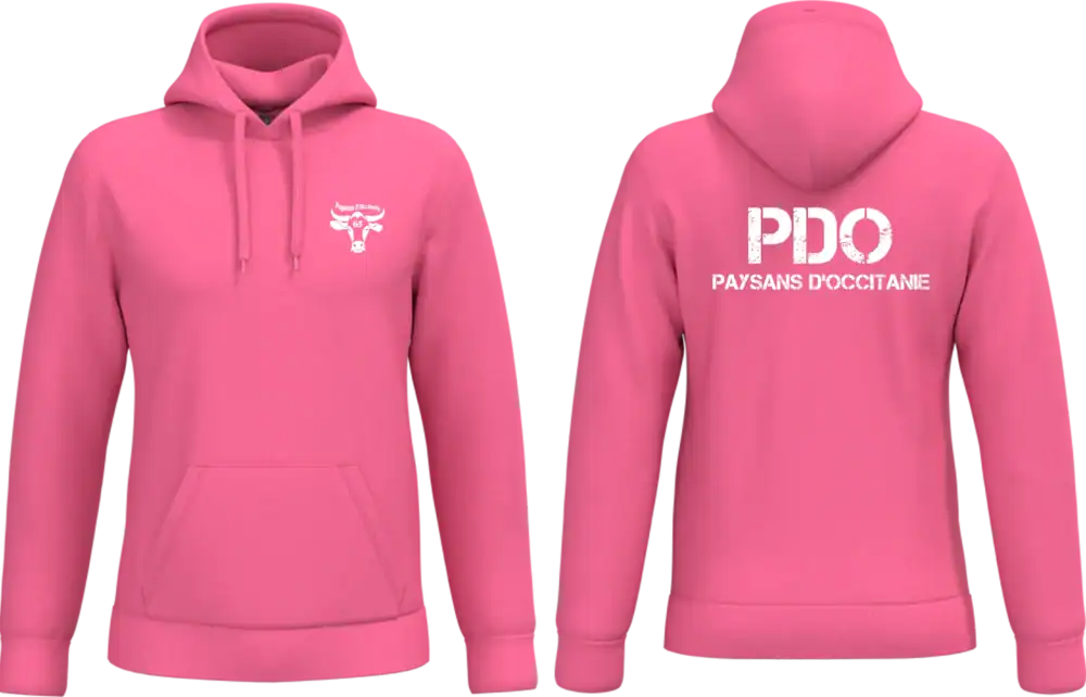 Sweat à capuche rose Paysans d'Occitanie