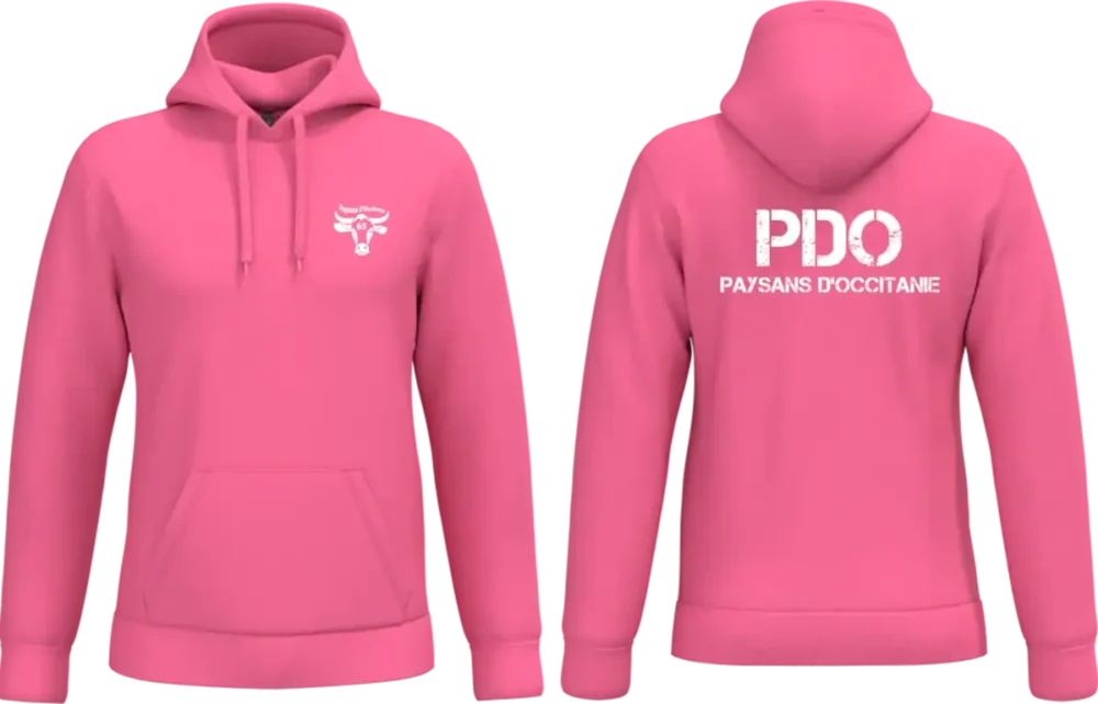 Sweat à capuche rose Paysans d'Occitanie