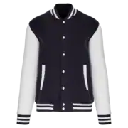 Blouson varsity marine et blanc à boutons pression