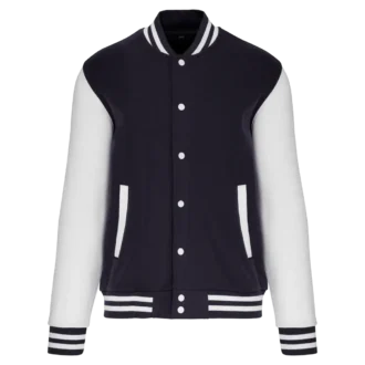 Blouson varsity marine et blanc à boutons pression