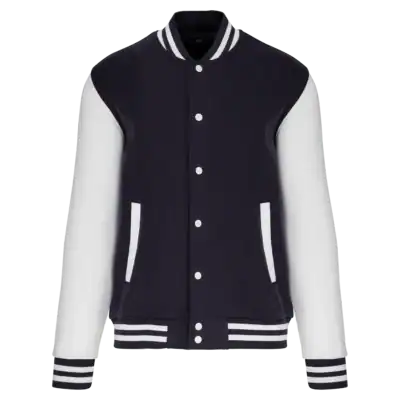 Blouson varsity marine et blanc à boutons pression