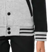 Veste grise et noire avec bandes sur poignets.