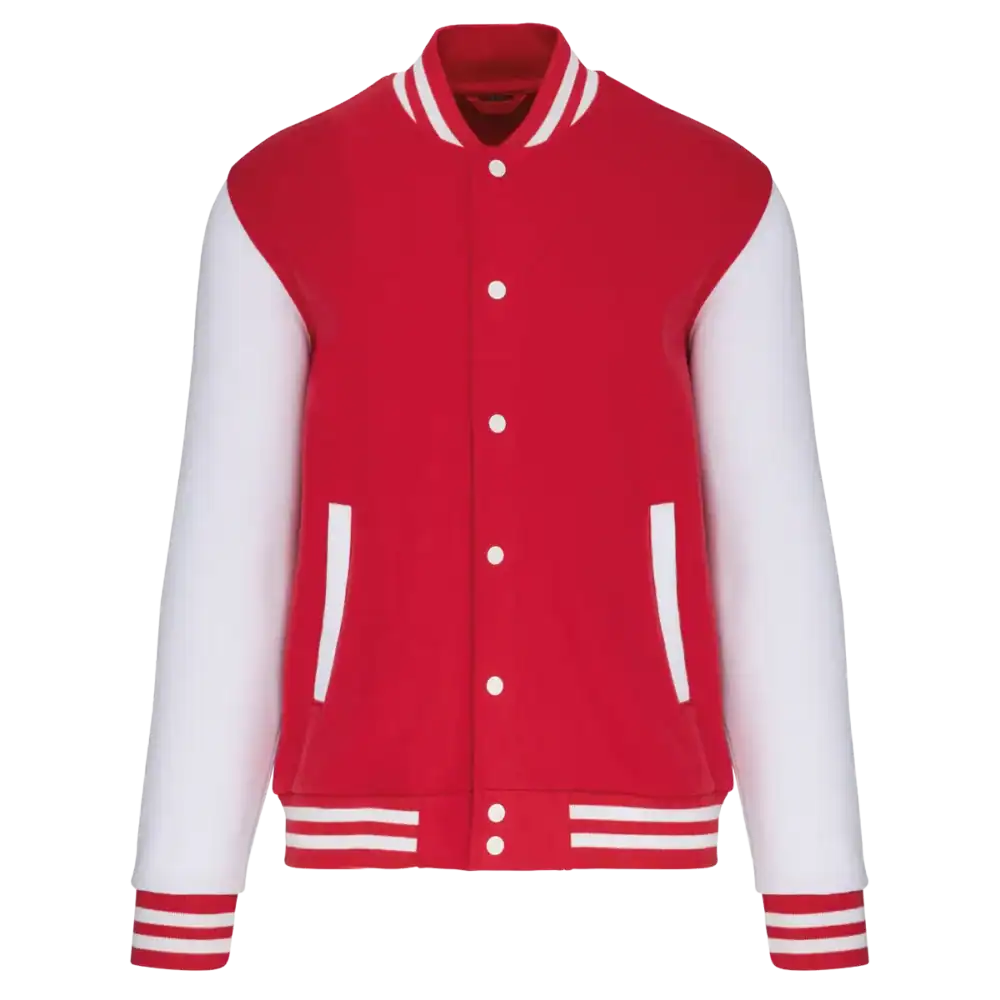 Veste varsity rouge et blanche unisexe