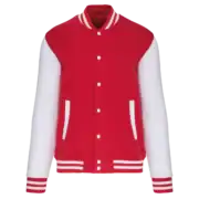 Veste varsity rouge et blanche unisexe