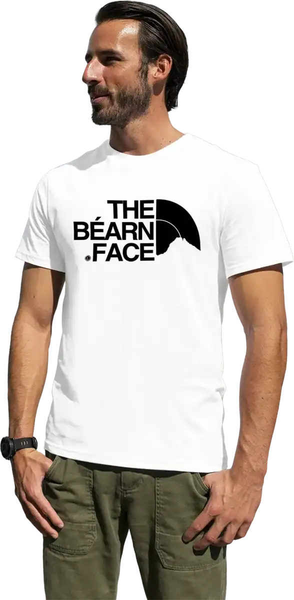 T-shirt Béarn Face blanc homme impression DTF premium esprit montagne Pilou Shop 64
