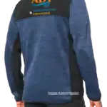 Veste bleue personnalisée avec logo entreprise.