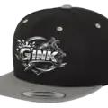 Casquette snapback noire et grise Gary’s Ink Studio logo GINK édition officielle vue 3/4
