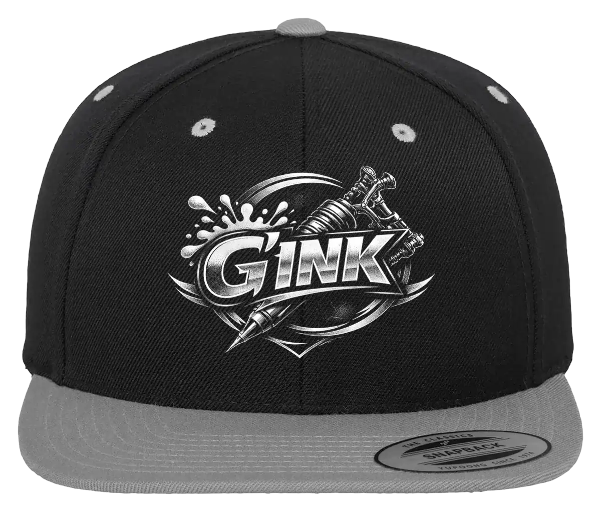 Casquette snapback noire et grise Gary’s Ink Studio logo GINK édition officielle